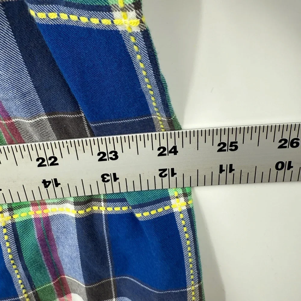 Talbots Woman 2X Blue Plaid Button Down Long Sleeve Cotton Shirt‎ Top